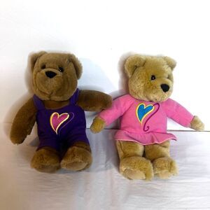 2 VTG Hallmark Bears Love and Kiss Kissing Magnetic Bears Valentine's Day Plush